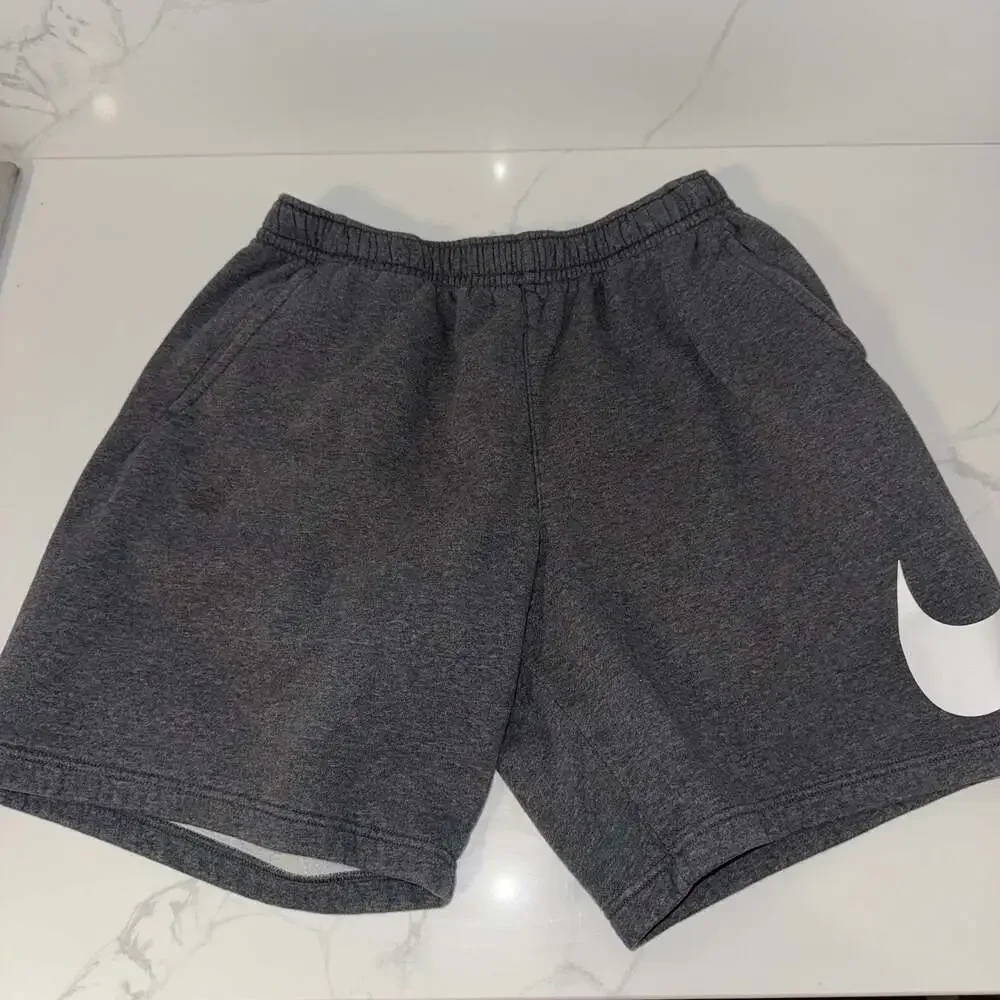 Nike Men's Dark Gray Fleece Swoosh Logo Athletic Shorts Size Large
